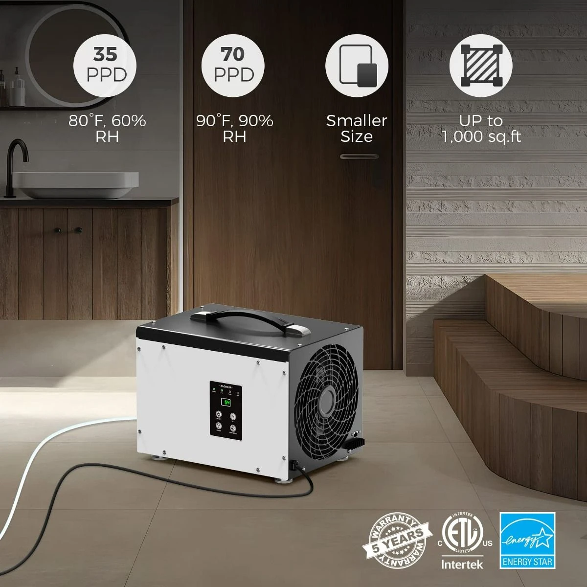 AlorAir Sentinel HD35P Energy Star 70 Pint Dehumidifier With Pump And Hose For Basements Or Crawl Spaces 8 AlorAir Sentinel HD35P Energy Star 70 Pint Dehumidifier With Pump And Hose For Basements Or Crawl Spaces - Image 8