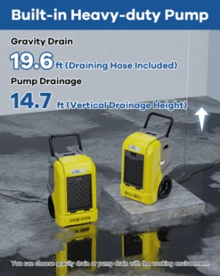 AlorAir Storm Ultra LGR 90 Large Capacity 190 Pint Smart Wi-Fi Commercial Dehumidifier With Pump, Yellow 14 AlorAir Storm Ultra LGR 90 Large Capacity 190 Pint Smart Wi-Fi Commercial Dehumidifier With Pump, Yellow -Home Furnishings Store alorair ultra hd90 drainage
