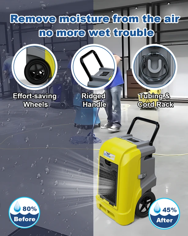 AlorAir Storm Ultra LGR 90 Large Capacity 190 Pint Smart Wi-Fi Commercial Dehumidifier With Pump, Yellow 9 AlorAir Storm Ultra LGR 90 Large Capacity 190 Pint Smart Wi-Fi Commercial Dehumidifier With Pump, Yellow - Image 9