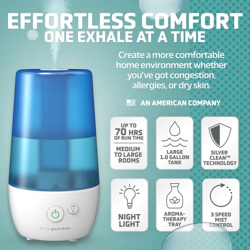 PureGuardian 70 Hour Ultrasonic Cool Mist Humidifier 1 PureGuardian 70 Hour Ultrasonic Cool Mist Humidifier